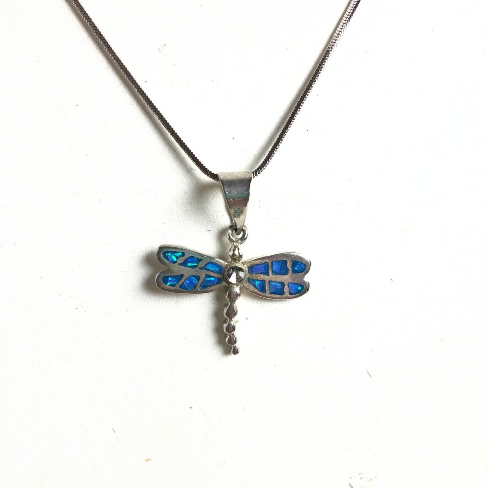 Dragonfly inlay necklace